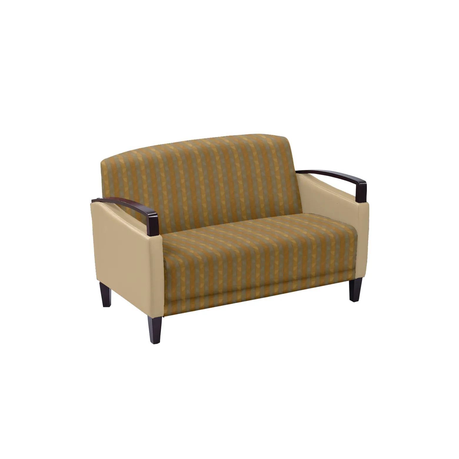 Arc Collection Fabric or Fabric/Polyurethane Loveseat with Wood Arms