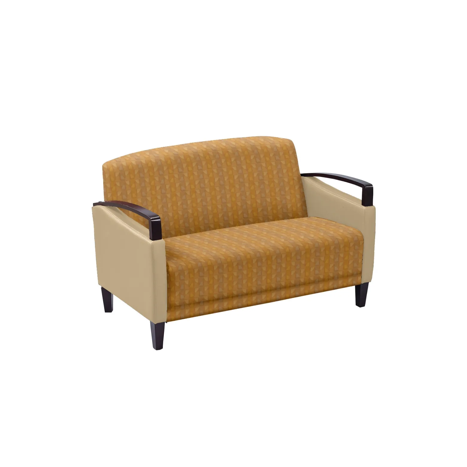Arc Collection Fabric or Fabric/Polyurethane Loveseat with Wood Arms