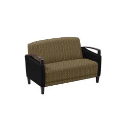 Arc Collection Fabric or Fabric/Polyurethane Loveseat with Wood Arms