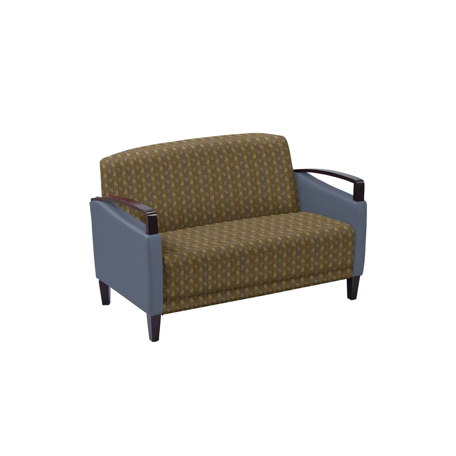 Arc Collection Fabric or Fabric/Polyurethane Loveseat with Wood Arms