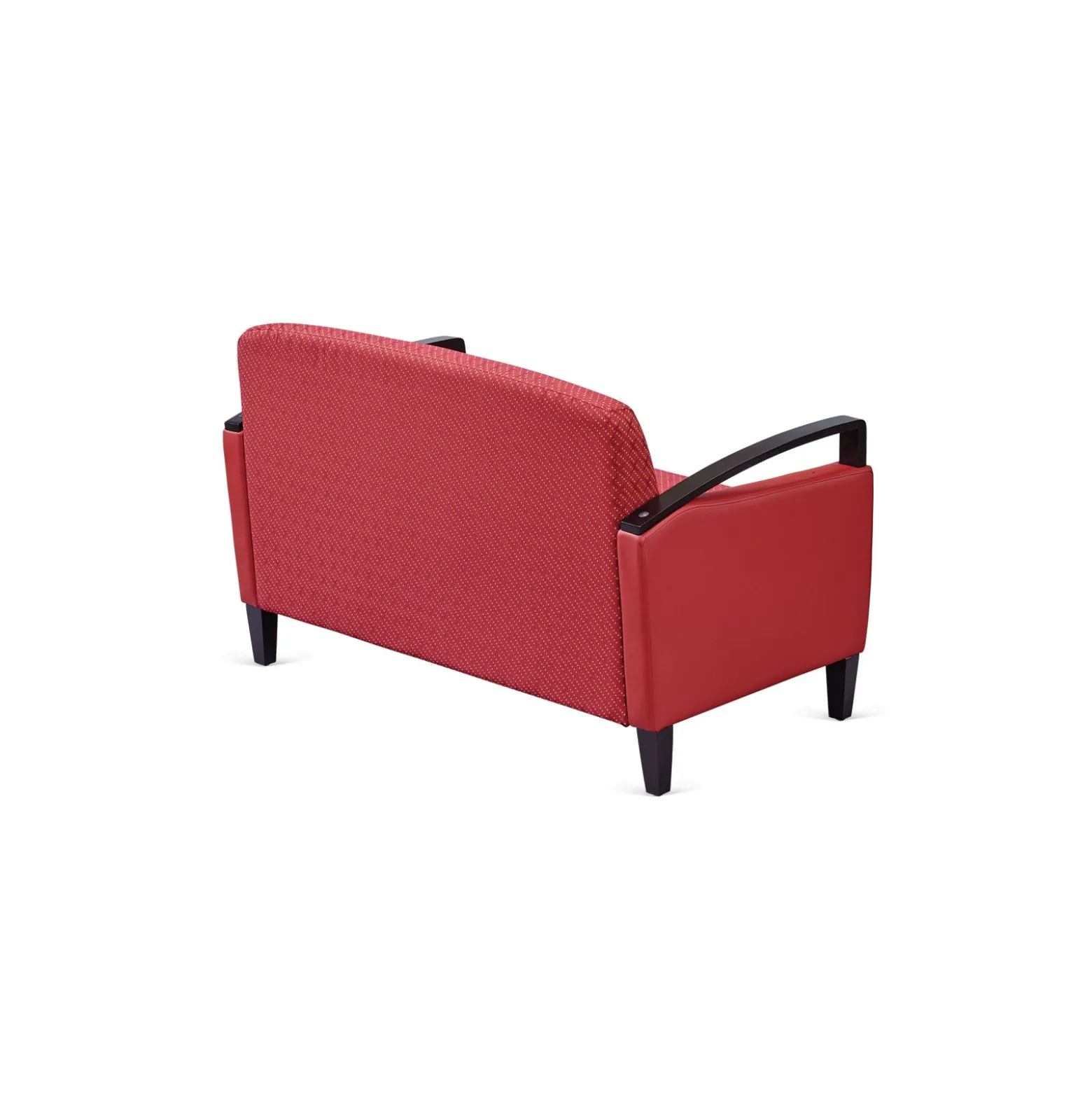 Arc Collection Fabric or Fabric/Polyurethane Loveseat with Wood Arms