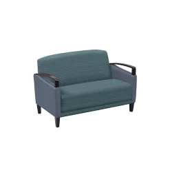 Arc Collection Fabric or Fabric/Polyurethane Loveseat with Wood Arms