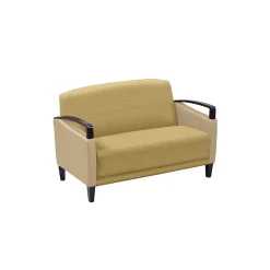 Arc Collection Fabric or Fabric/Polyurethane Sofa with Wood Arms