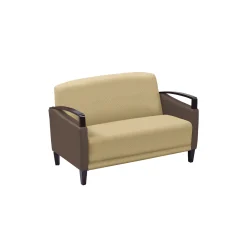 Arc Collection Fabric or Fabric/Polyurethane Sofa with Wood Arms