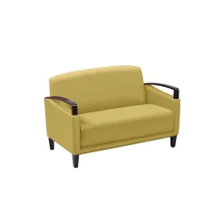 Arc Collection Fabric or Fabric/Polyurethane Sofa with Wood Arms