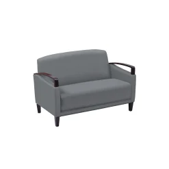 Arc Collection Fabric or Fabric/Polyurethane Sofa with Wood Arms