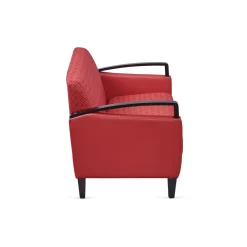Arc Collection Fabric or Fabric/Polyurethane Sofa with Wood Arms