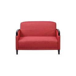 Arc Collection Fabric or Fabric/Polyurethane Sofa with Wood Arms