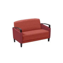 Arc Collection Fabric or Fabric/Polyurethane Sofa with Wood Arms