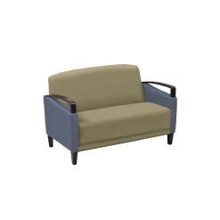 Arc Collection Fabric or Fabric/Polyurethane Sofa with Wood Arms