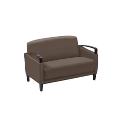 Arc Collection Polyurethane Loveseat with Wood Arms