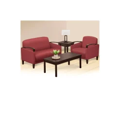 Arc Collection Polyurethane Loveseat with Wood Arms