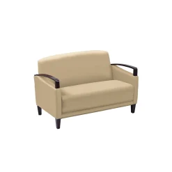 Arc Collection Polyurethane Loveseat with Wood Arms