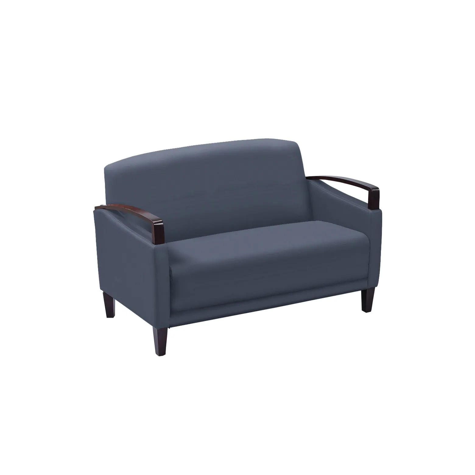 Arc Collection Polyurethane Loveseat with Wood Arms