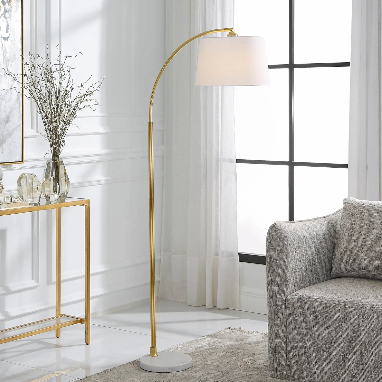 Arched Gold Metal Floor Lamp