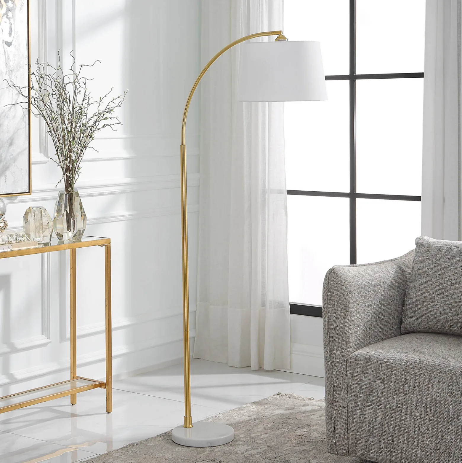 Arched Gold Metal Floor Lamp