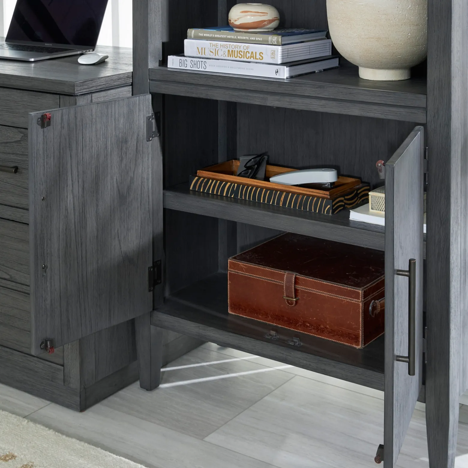 Argenta 5 Shelf Bookcase w/ Doors - 75"H
