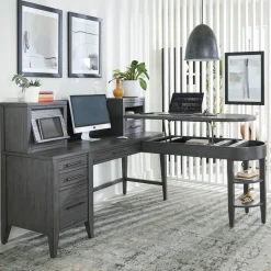 Argenta L-Shaped Desk w/ Lift Top Return and Hutch - 68