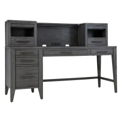 Argenta Single Pedestal Writing Desk w/ Hutch