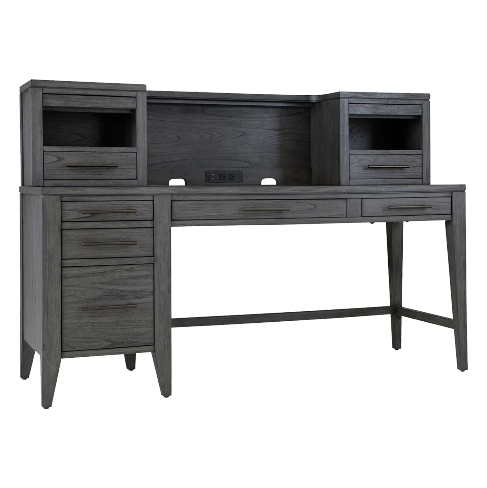 Argenta Single Pedestal Writing Desk w/ Hutch
