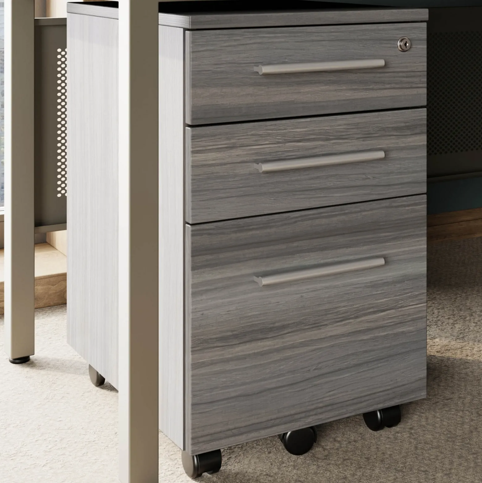 At Work 3 Drawer Mobile File Pedestal - 17"W x 21"D