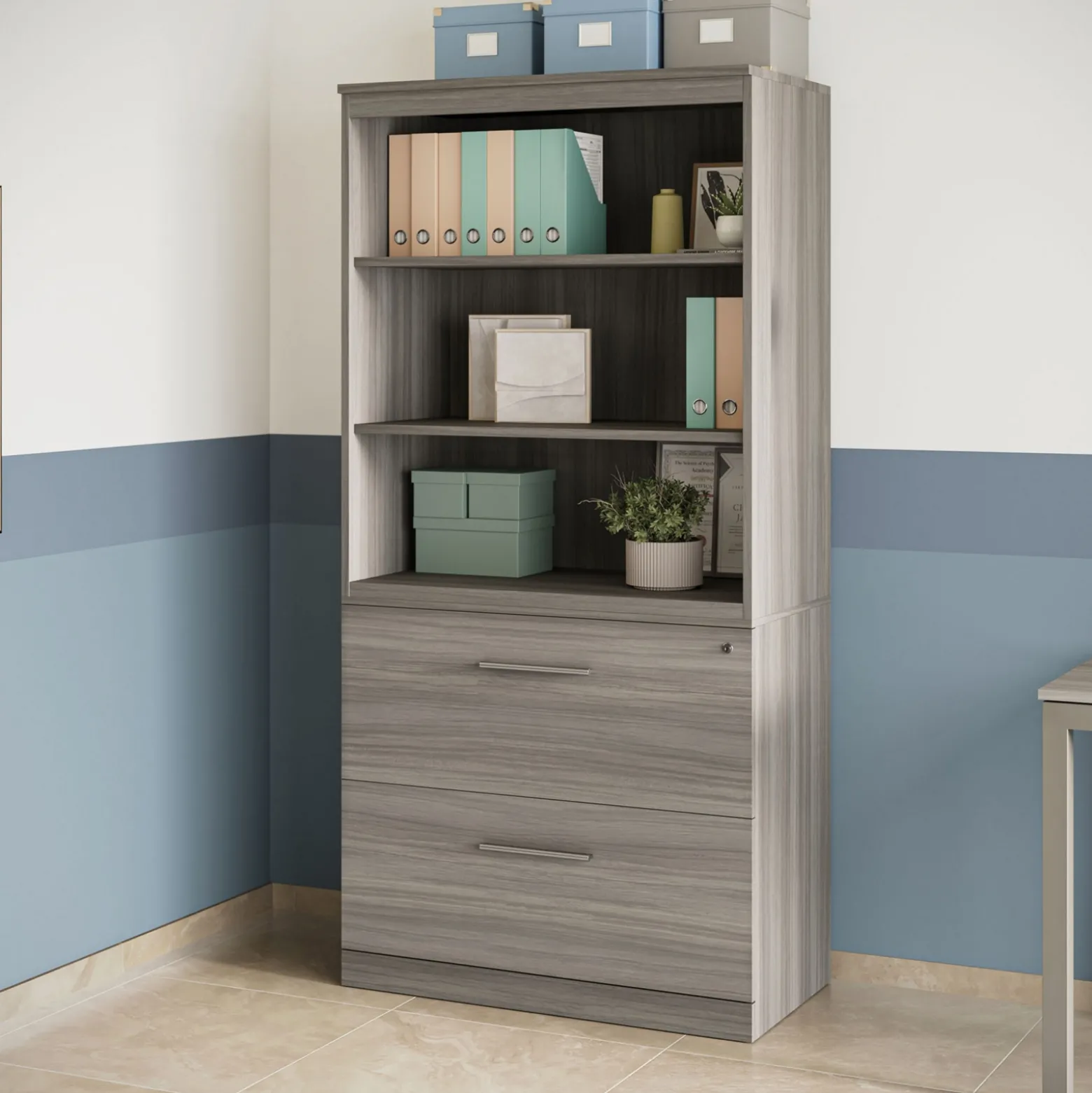 At Work 3 Shelf Bookcase - 36"W x 19"D x 43"H