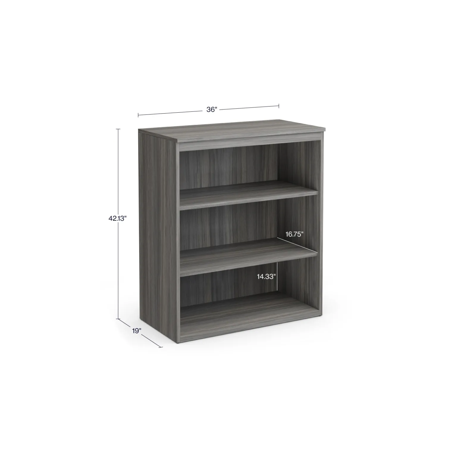 At Work 3 Shelf Bookcase - 36"W x 19"D x 43"H