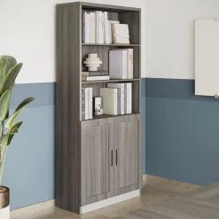 At Work 5 Shelf Bookcase with Doors - 32