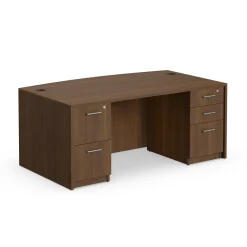 At Work Bowfront Double Pedestal Desk - 71"W x 42"D