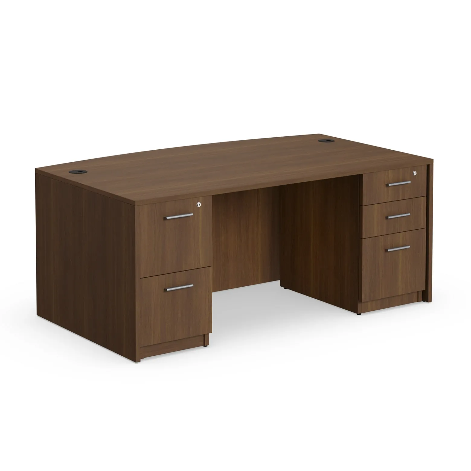 At Work Bowfront Double Pedestal Desk - 71"W x 42"D