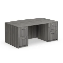 At Work Bowfront Double Pedestal Desk - 71