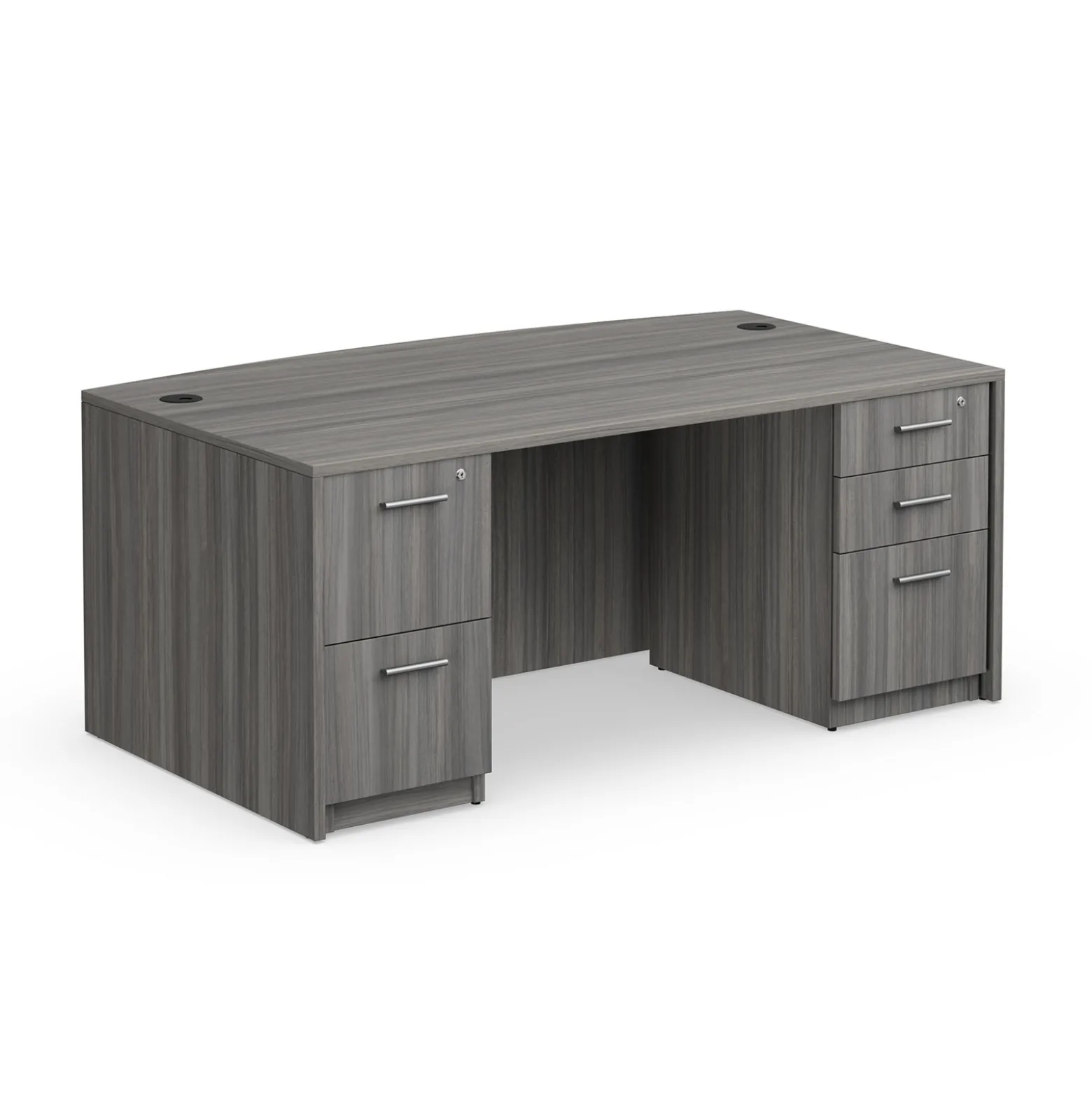 At Work Bowfront Double Pedestal Desk - 71"W x 42"D