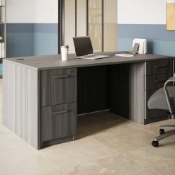 At Work Bowfront Double Pedestal Desk - 71