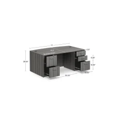 At Work Bowfront Double Pedestal Desk - 71
