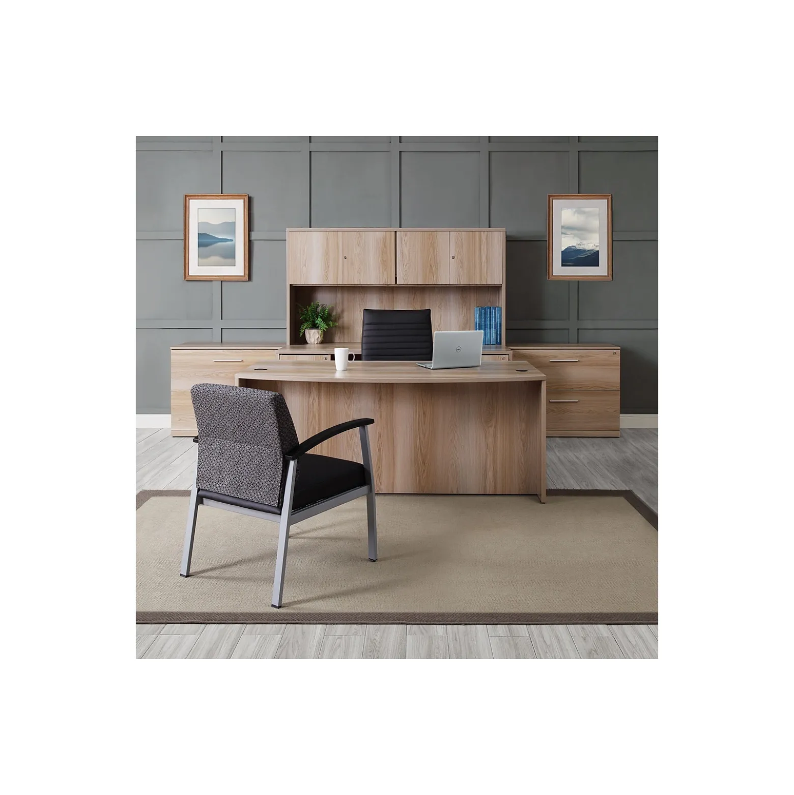 At Work Bowfront Double Pedestal Desk - 71"W x 42"D