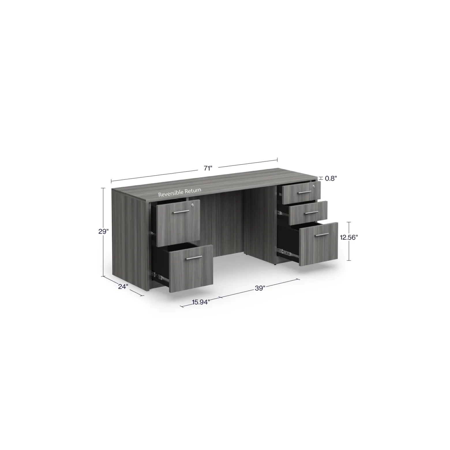 At Work Double Pedestal Credenza 71"W x 24"D