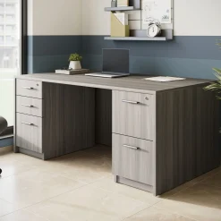 At Work Double Pedestal Desk - 66"W x 30"D