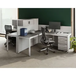At Work Dual L-Desk Cubicle Workstation with Storage