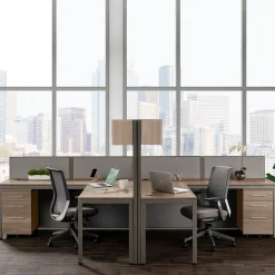 At Work Dual L-Desk Cubicle Workstation with Storage