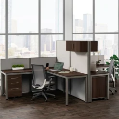 At Work Dual L-Desk Cubicle Workstation with Storage