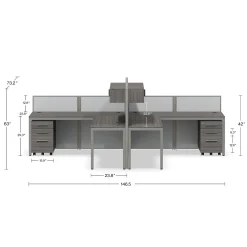 At Work Dual L-Desk Cubicle Workstation with Storage