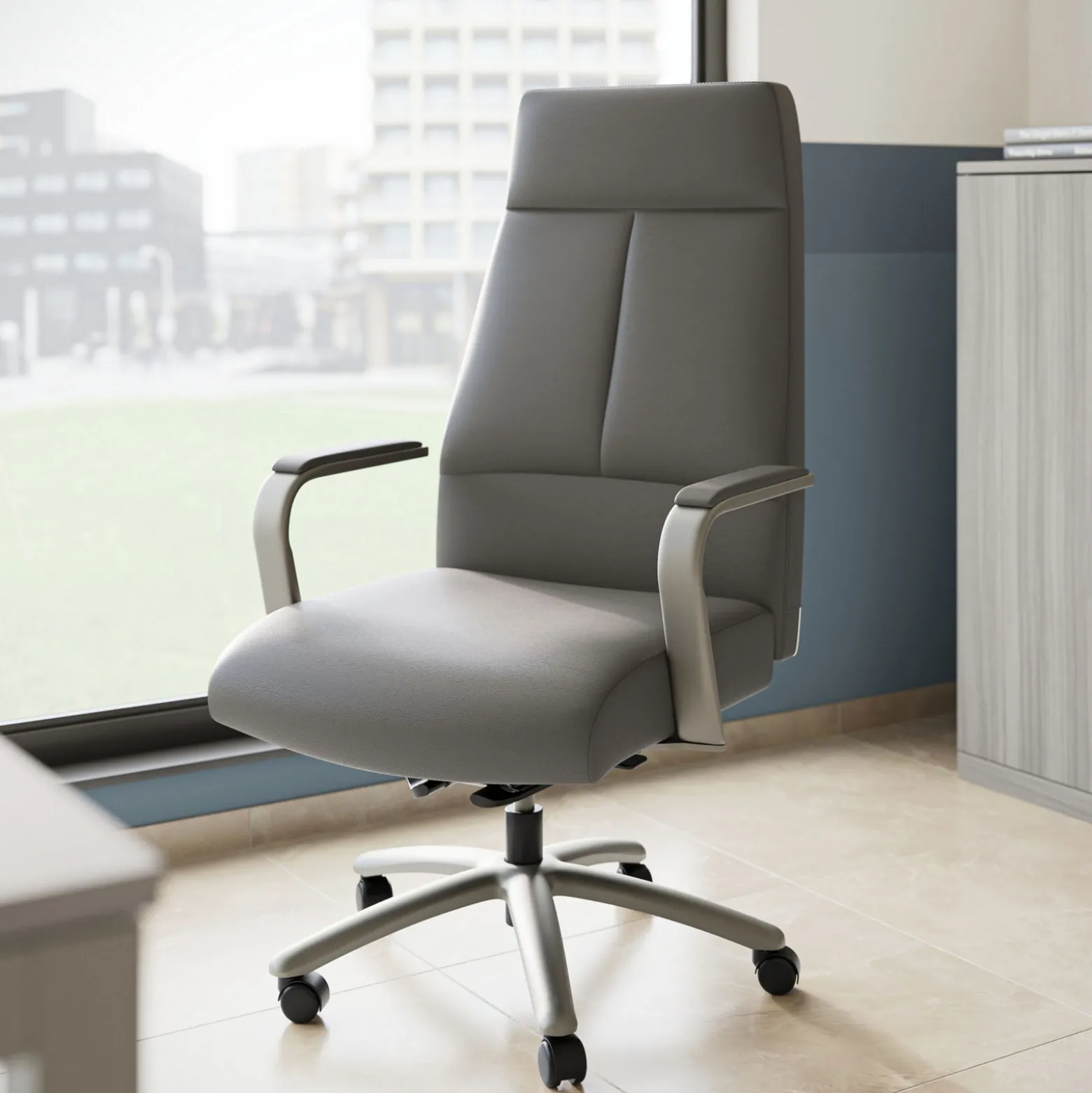 At Work Faux Leather High-Back Executive Office Chair