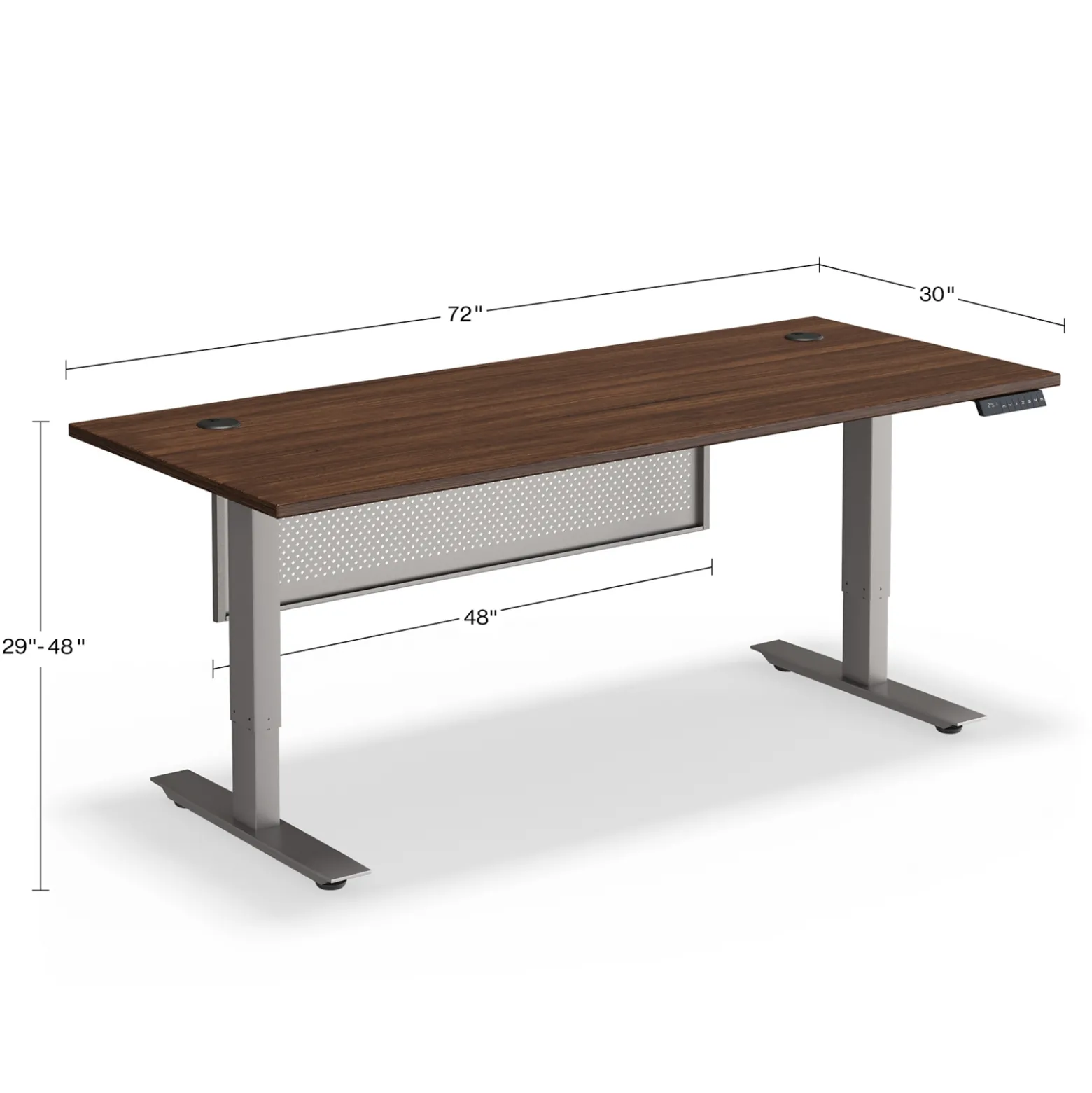 At Work Height Adjustable Standing Desk with Modesty Panel - 71"Wx30"D