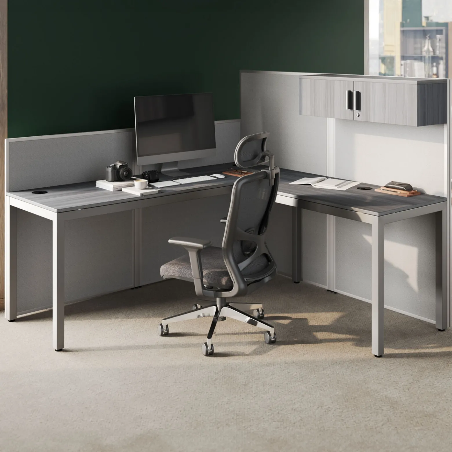 At Work L-Shaped Cubicle Workstation - 72"W x 24"D