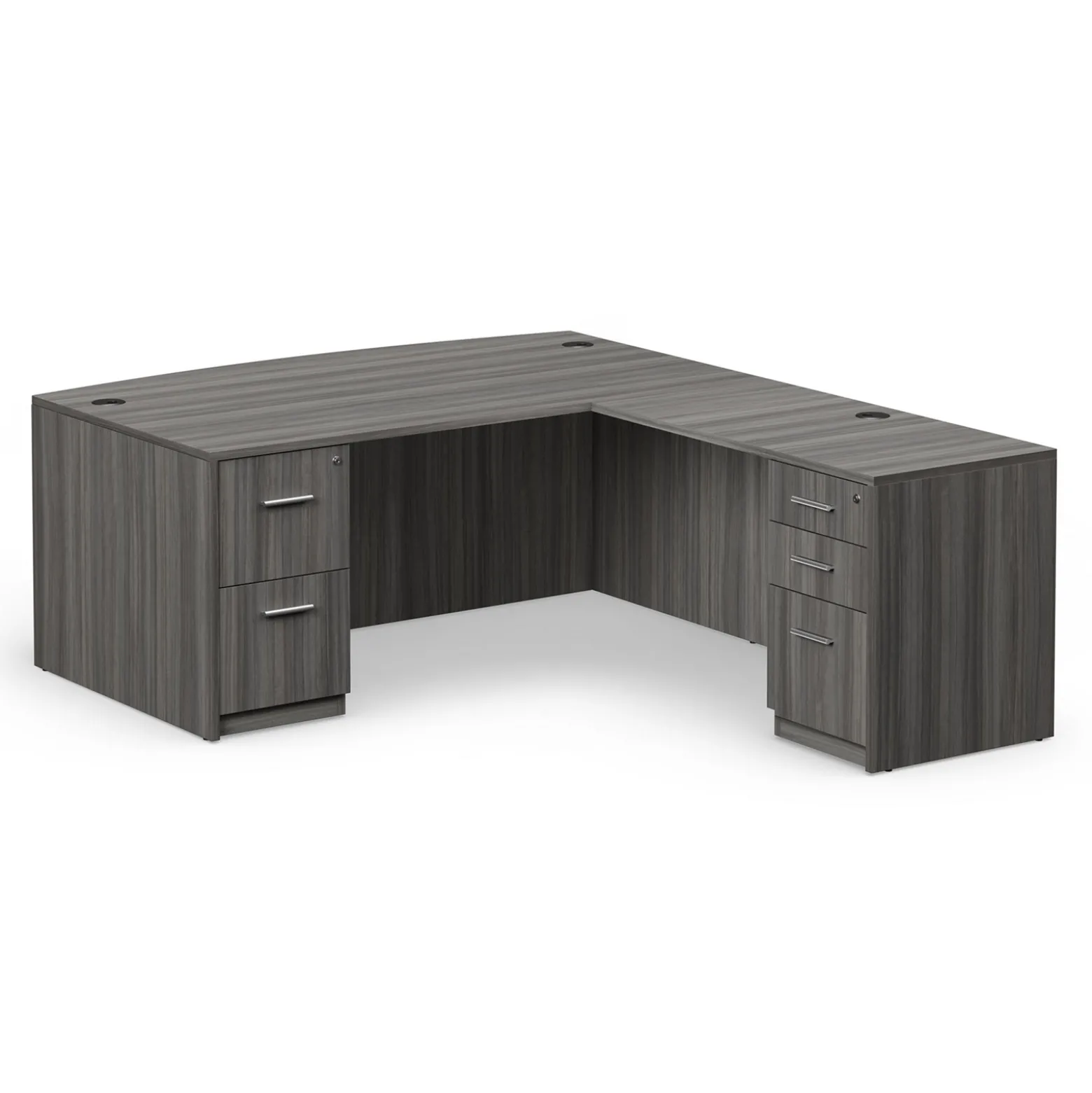 At Work Reversible Bowfront L-Shaped Desk - 71"W x 89"D