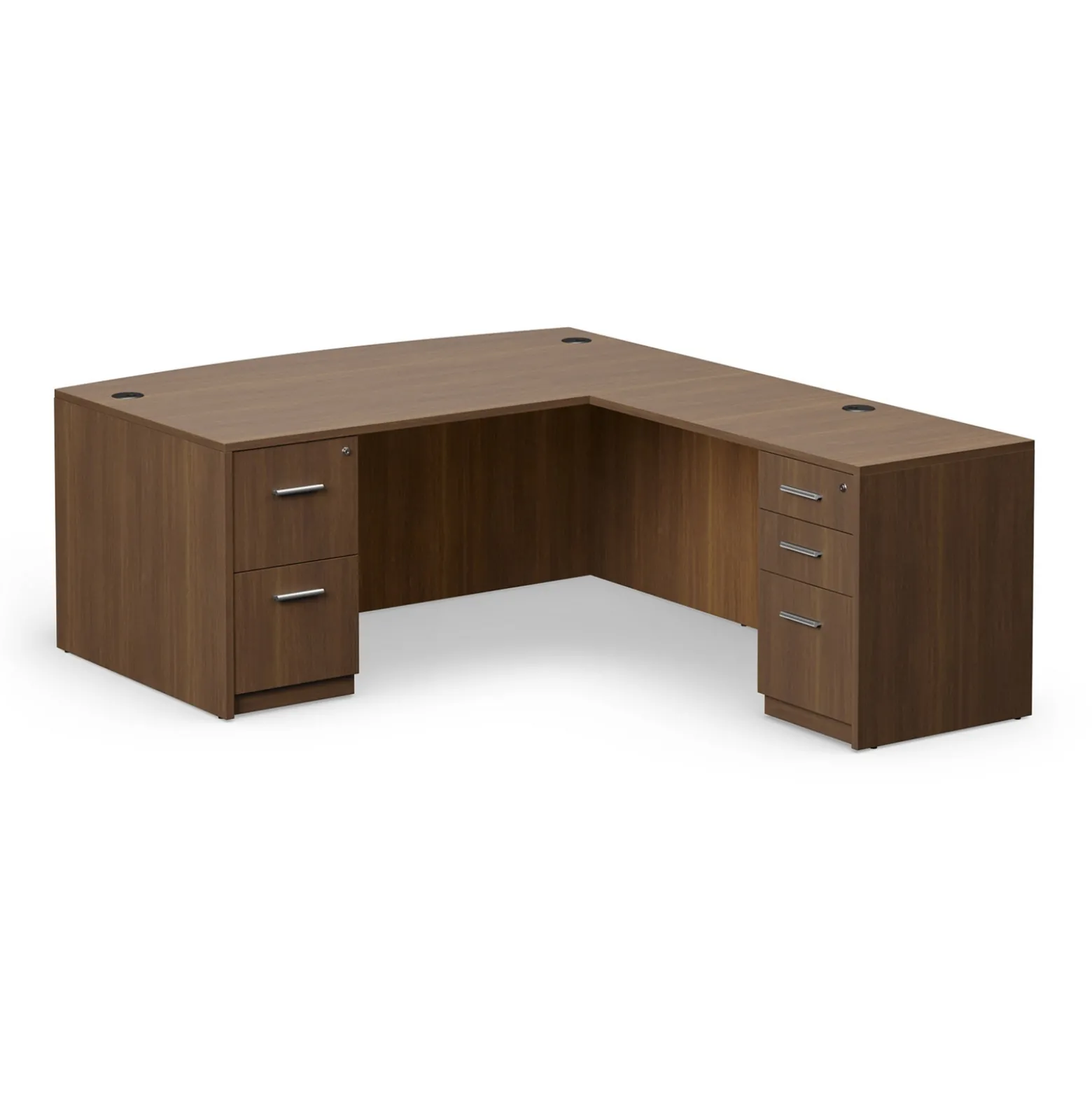 At Work Reversible Bowfront L-Shaped Desk - 71"W x 89"D