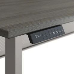 At Work Reversible Height Adjustable L-Shaped Standing Desk with Modesty Panel - 60