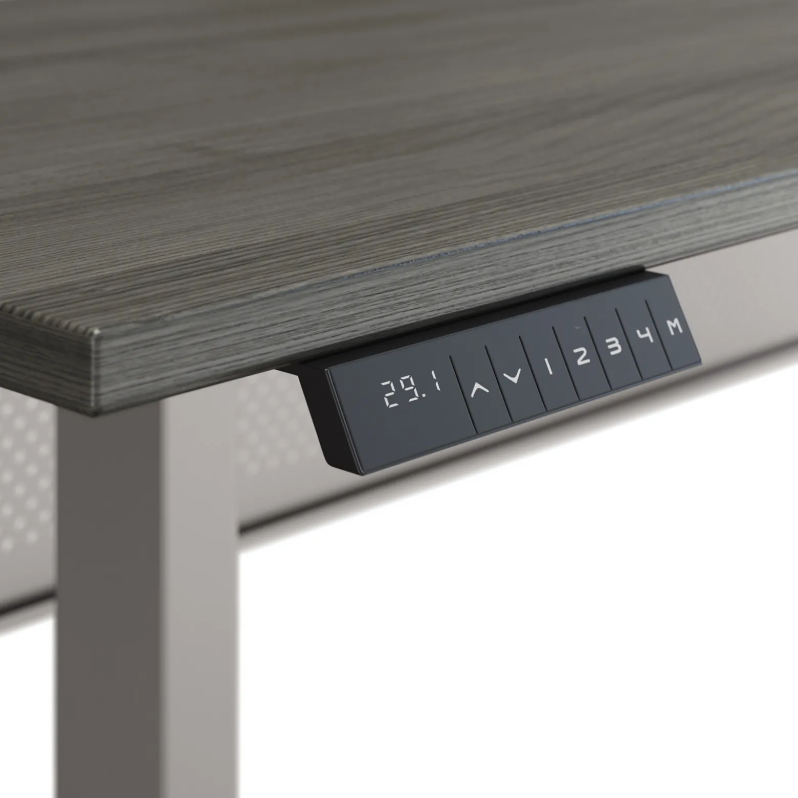 At Work Reversible Height Adjustable L-Shaped Standing Desk with Modesty Panel - 60"Wx72"D