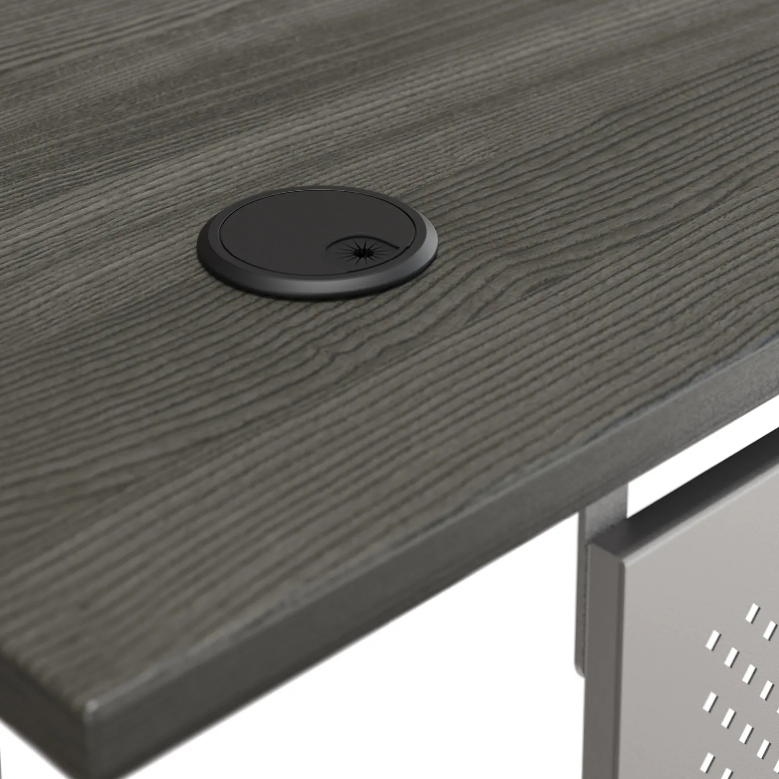 At Work Reversible Height Adjustable L-Shaped Standing Desk with Modesty Panel - 60"Wx72"D