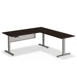 At Work Reversible Height Adjustable Standing L-Desk with Modesty Panel - 72